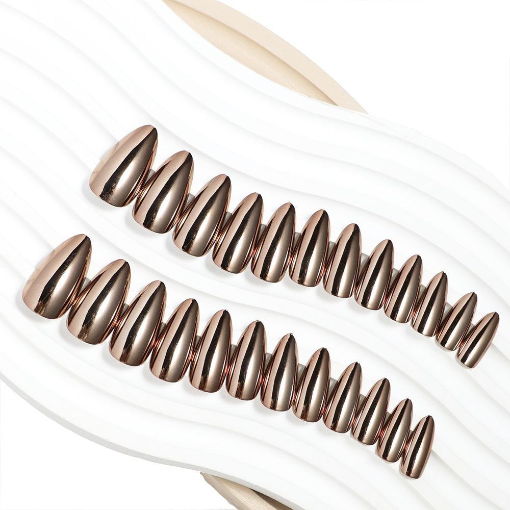 Wearable Nails European and American Style Electroplated Fake Nails Bronze Wearable Patch Manicure Nail Finished Products - V.I.P Digital Presence