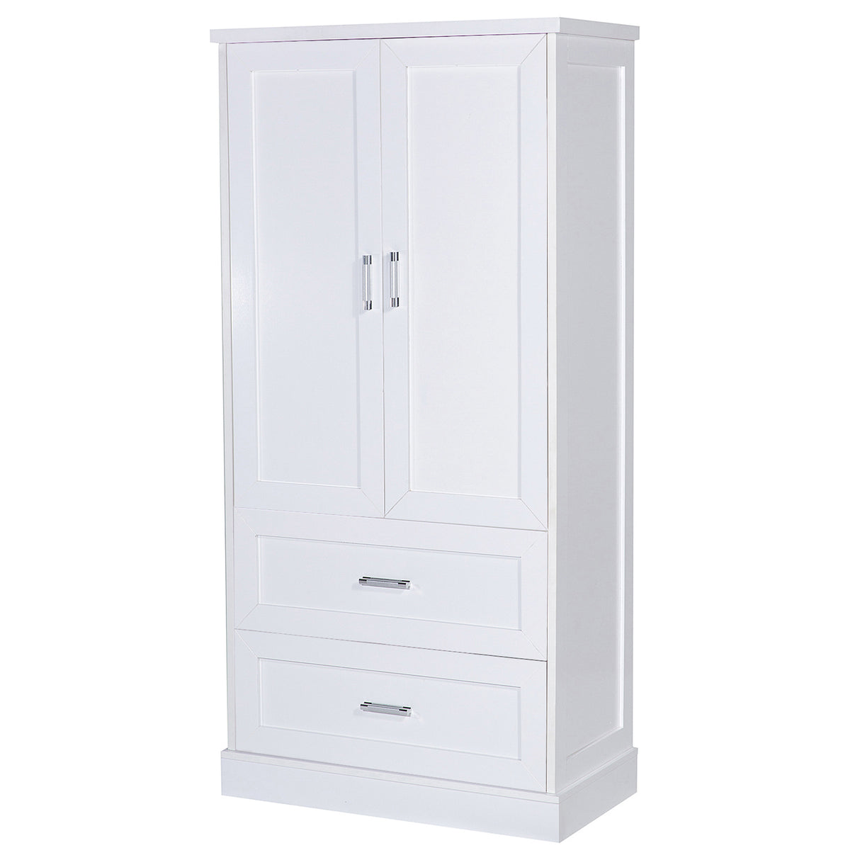 Tall Bathroom Storage Cabinet, Cabinet with Two Doors and Drawers, Adjustable Shelf, MDF Board, White - V.I.P Digital Presence
