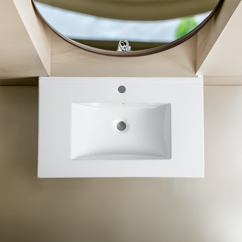 30 Inch Bathroom Ceramic Sink Basin, White - V.I.P Digital Presence
