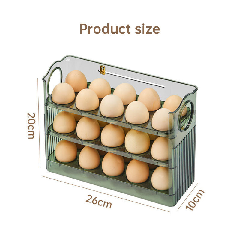 Large-capacity fridge egg storage, portable multi-layer tray, auto-open/close holder - V.I.P Digital Presence