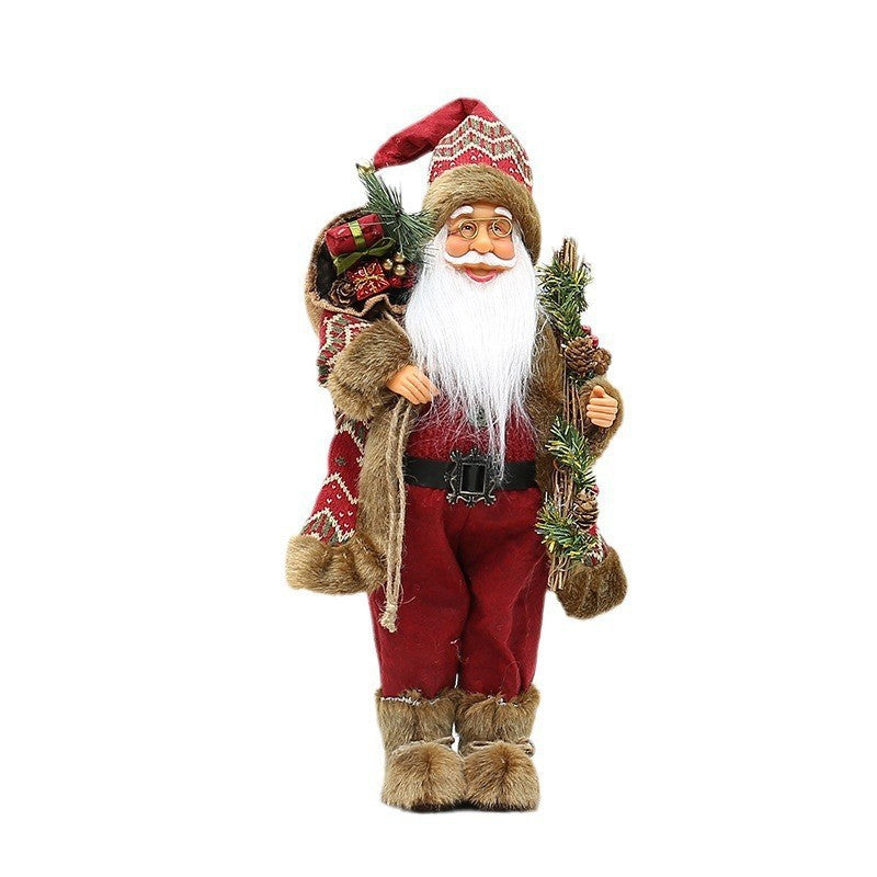 Christmas crafts 18 inch, wearing snow boots, backpack, standing, Santa Claus, dwarf - V.I.P Digital Presence