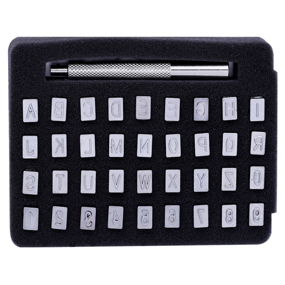 36 Pcs Steel Punch Alphabet Letter Number Leather Stamper Set 6mm Metal Punching Tools for DIY Leather Craft Making - V.I.P Digital Presence