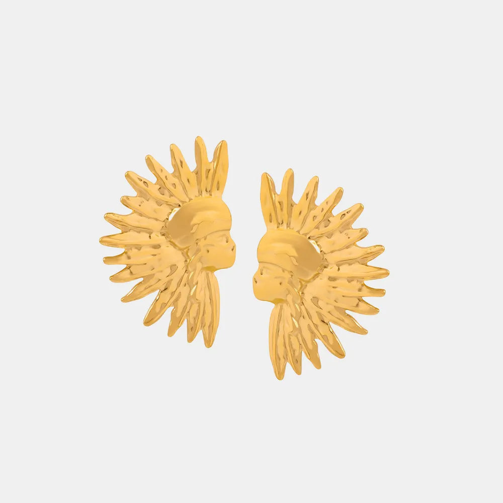 Geometric jewelry with wrinkled texture Indian style design titanium steel gold-plated earrings - V.I.P Digital Presence