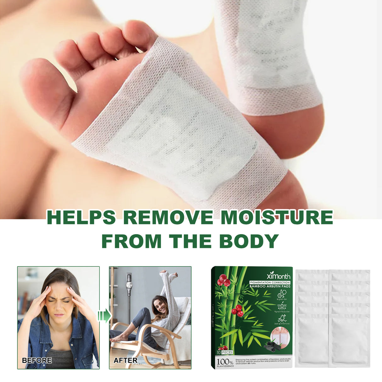 Pigmentation Correction Bamboo Arbutin Pads, Relieve Body Stress Improve Sleep Clean Skin Beauty Foot Patch - V.I.P Digital Presence