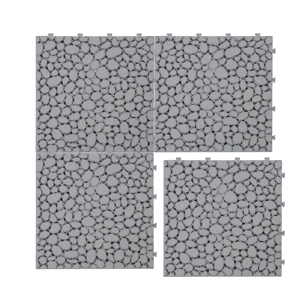 12 x 12 inch gray interlocking deck tiles, plastic waterproof pebble pattern, pack of 12 pieces - V.I.P Digital Presence