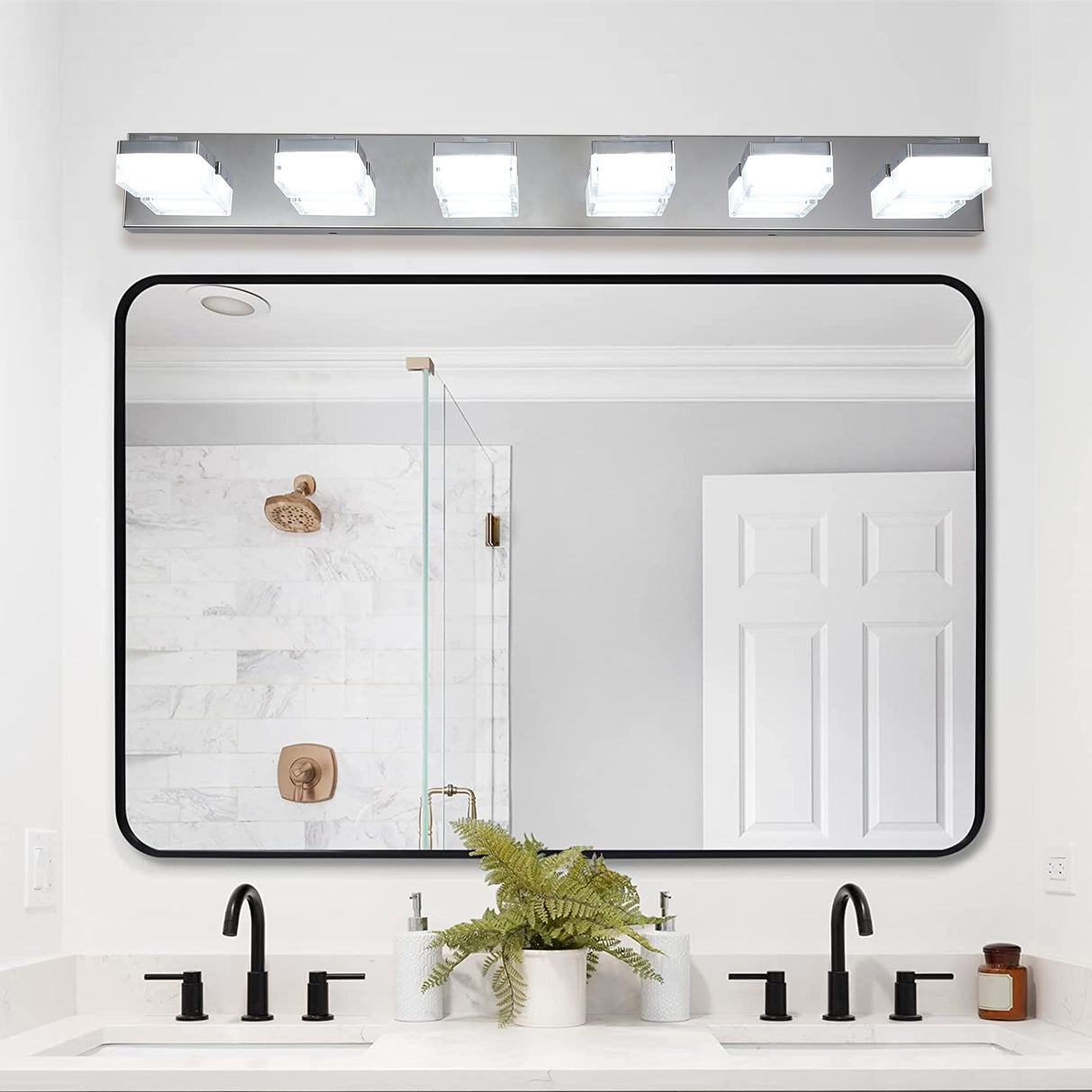 Modern 6-Light Chrome LED Vanity Mirror Light Fixture For Bathrooms And Makeup Tables - V.I.P Digital Presence