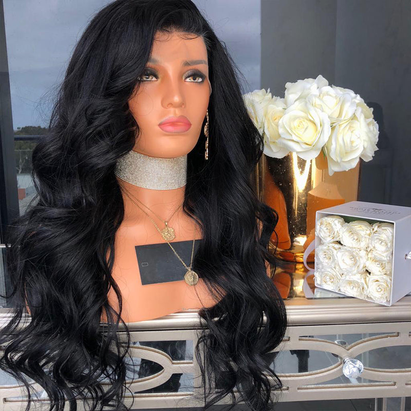 Hair Body Wave Lace Front Wigs for Women Black Color Synthetic Hair Glueless Lace Wigs with Natural Hairline - V.I.P Digital Presence