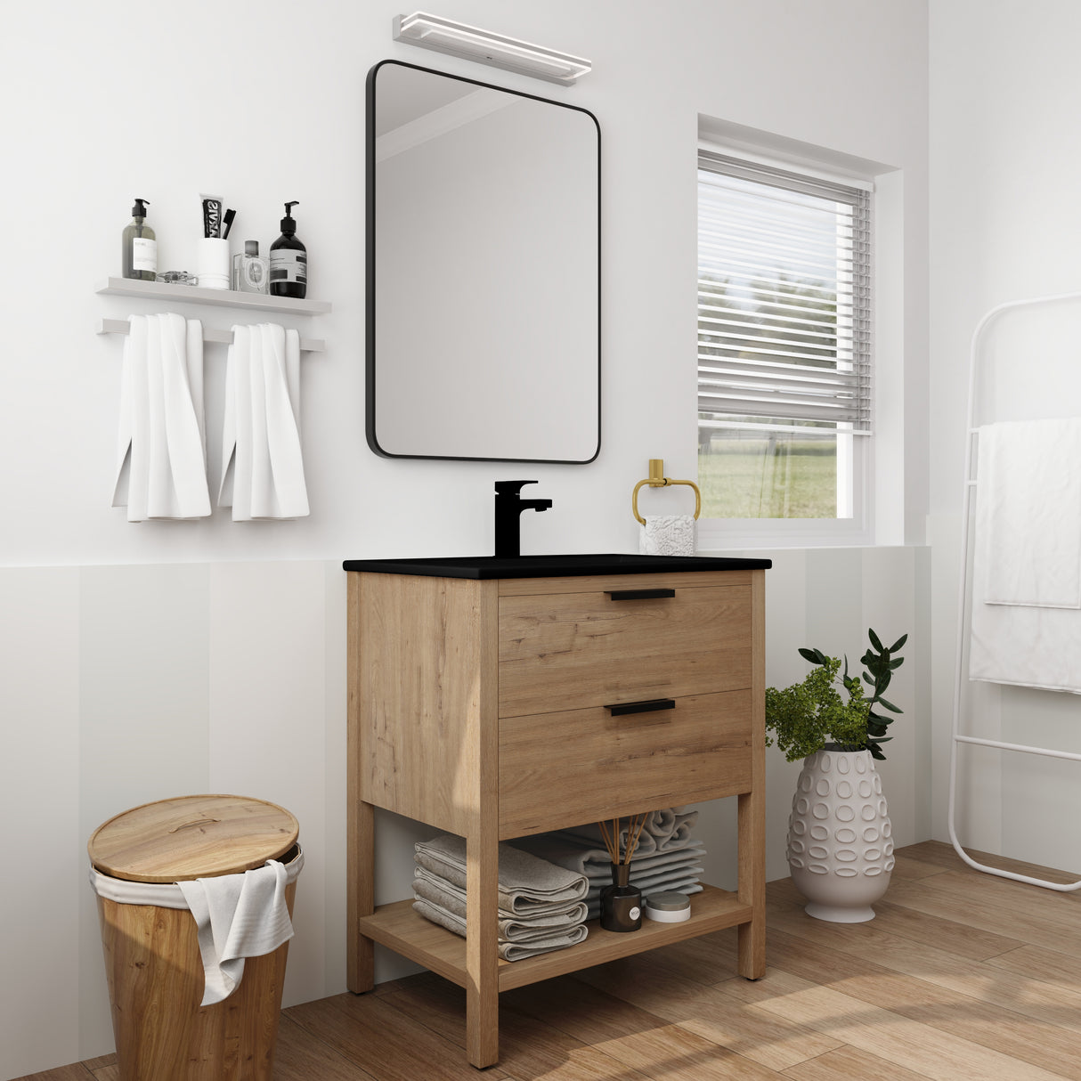 30 Inch Bathroom Vanity Plywood With 2 Drawers(BVB01030IMO-BL9075BK) - V.I.P Digital Presence