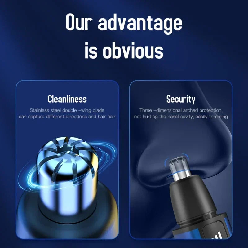 Portable LED Display Nose Hair Remover Electric Nose Hair Trimmer USB Charging Safety Face Hair Cleaning Care Kit - V.I.P Digital Presence