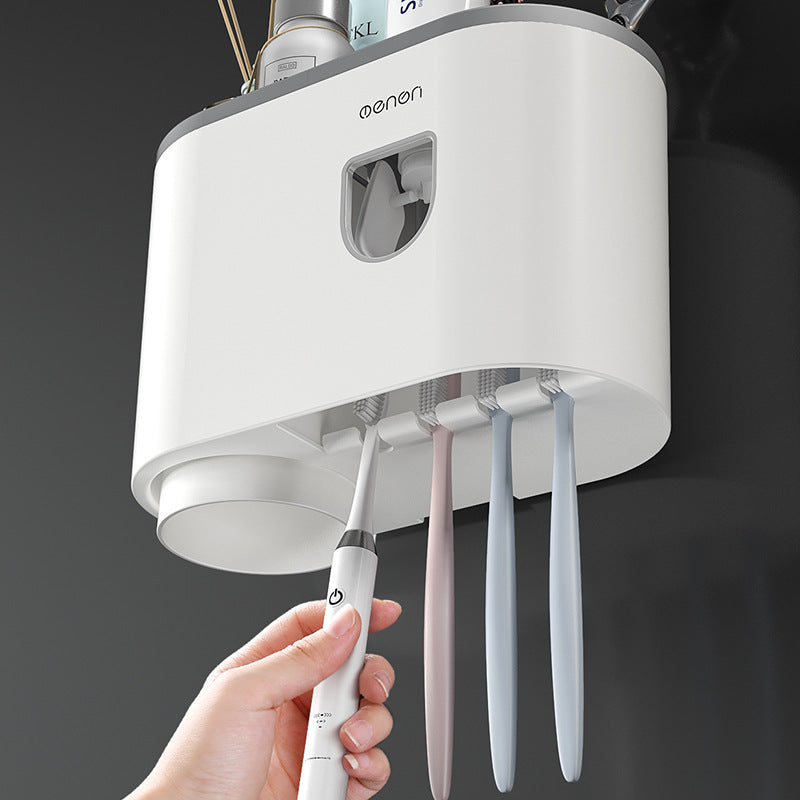 Creative Single Cup Lazy Man Automatic Toothpaste Squeezer Adhesive Toothbrush Holder Bathroom Mouthwash Cup Toothware Box Set - V.I.P Digital Presence