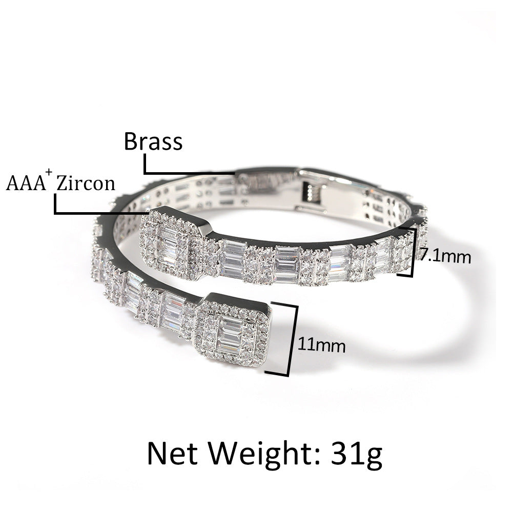 Fashionable Opening Bracelet Ins Style Diamond Set Interwoven Two Color Bracelet Personalized Hip Hop Men's Handpiece - V.I.P Digital Presence