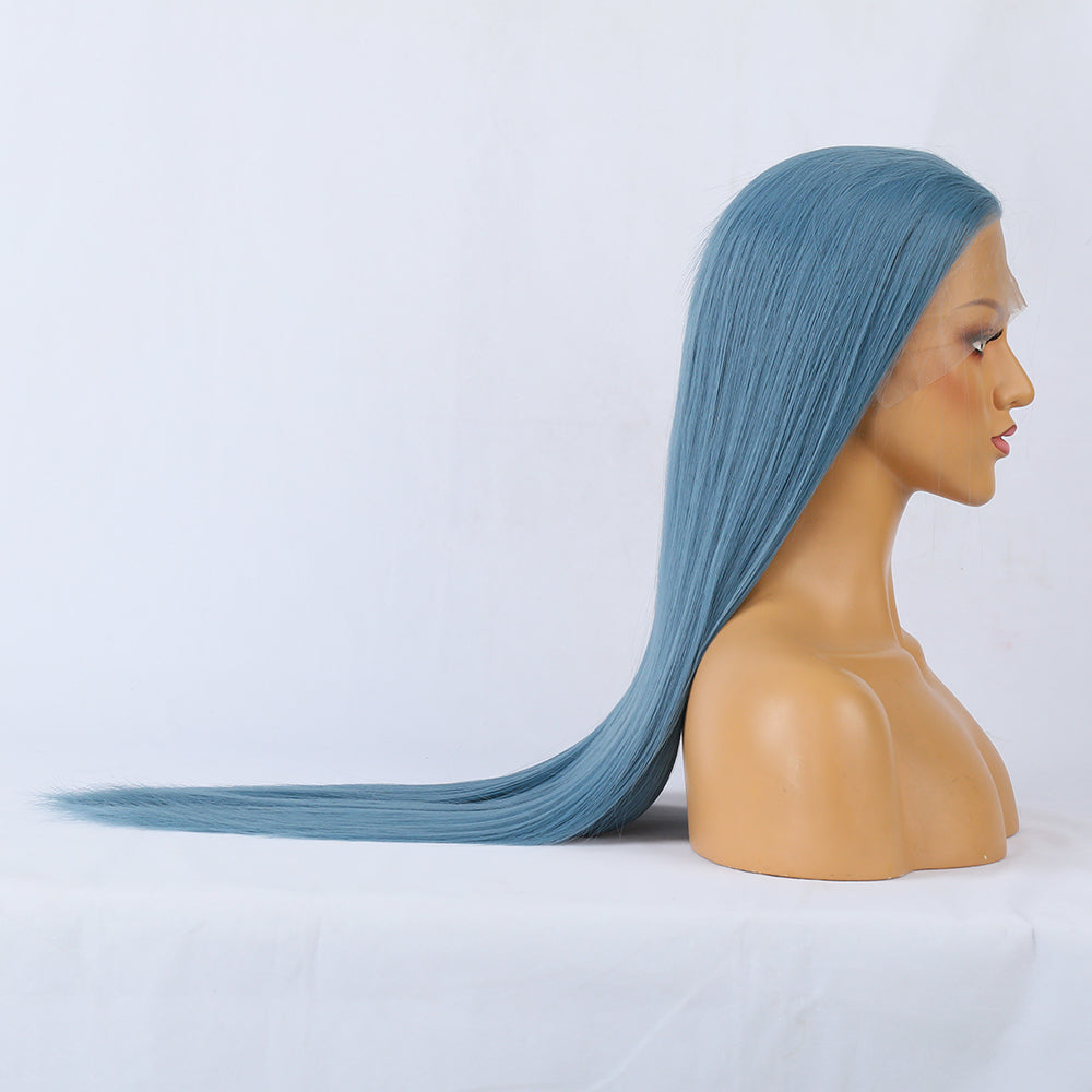 Long Straight Blue Wigs Natural Synthetic Hair Heat Resistant Wigs for Women Girls Cosplay - V.I.P Digital Presence