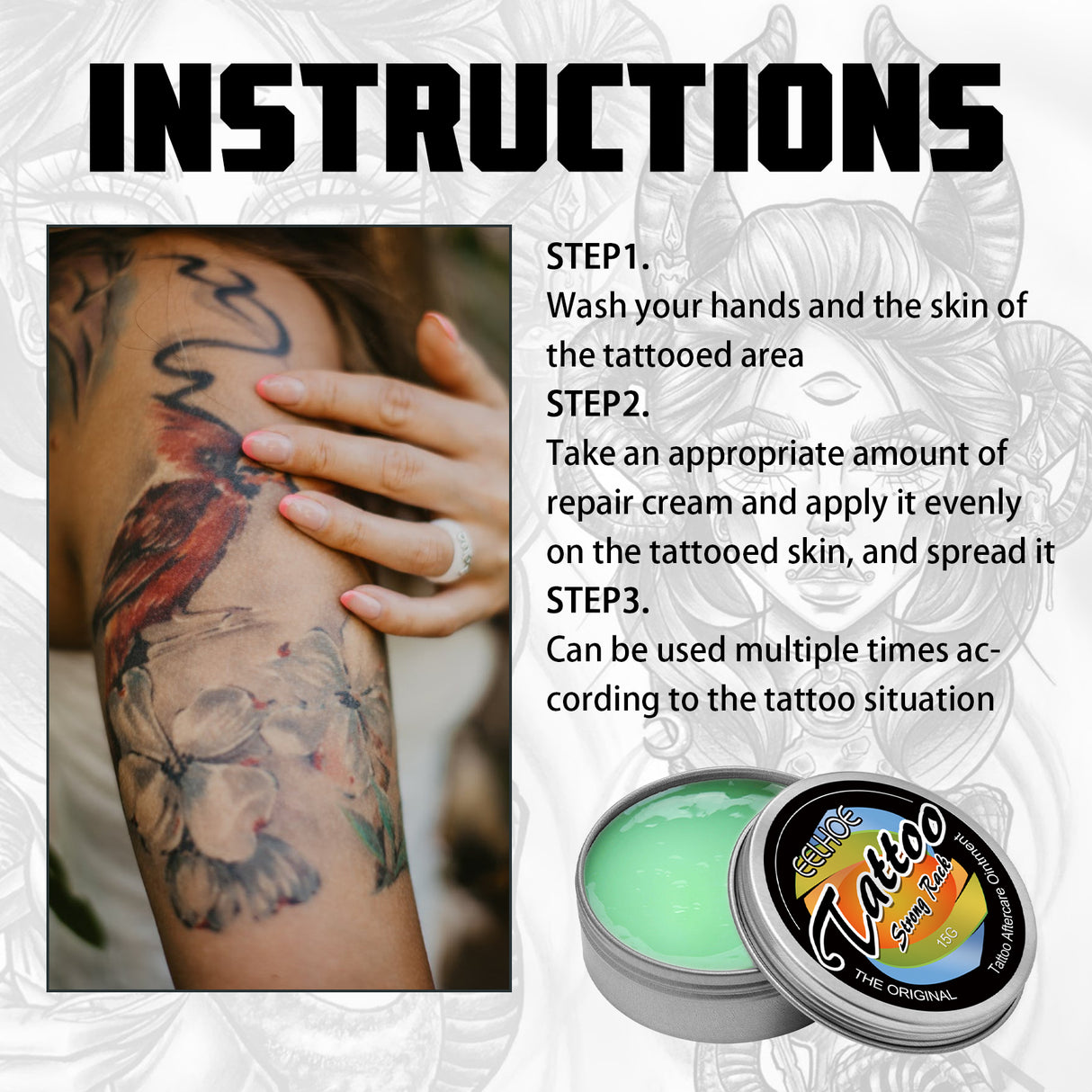 Tattoo Repair Cream, Tattoo Color Fixing Gentle Clean Moisturizing Skin Fade Tattoo Repair Cream - V.I.P Digital Presence