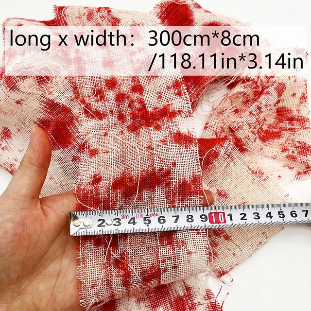 3m Halloween Bloody Cloth Strips Blood Gauze Bandage Haunted House Warning Isolation Belt Home Horror Party Scene Decor Props - V.I.P Digital Presence