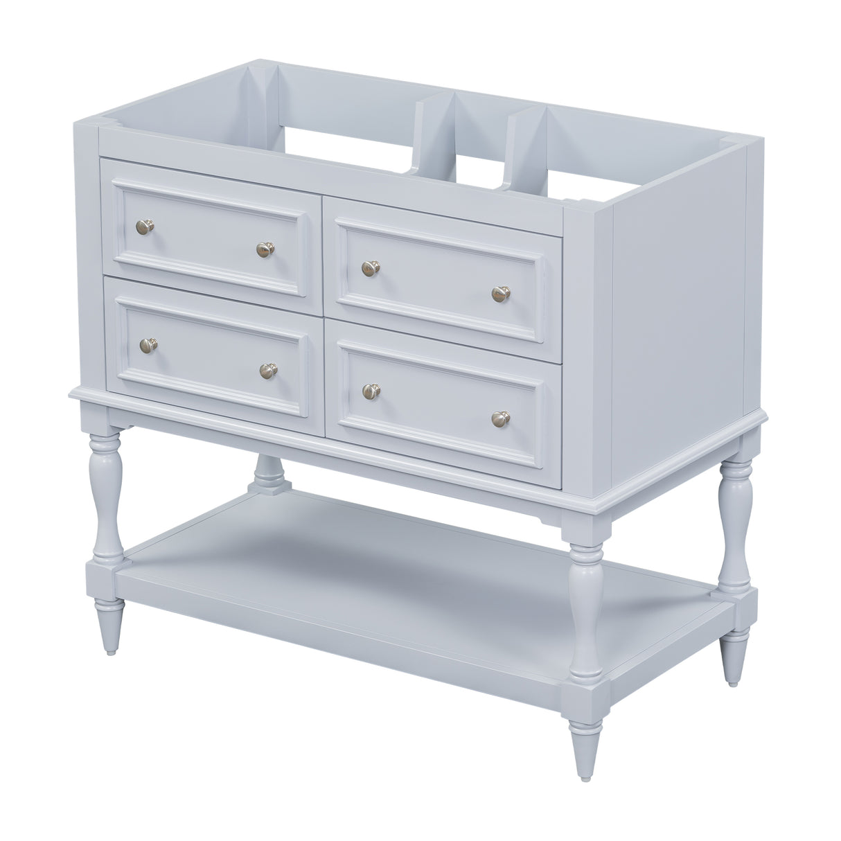 36" Bathroom Vanity Cabinet without Sink Standing Vanity Set with 4 Drawers& Soft Closing Doors Blue (NOT INCLUDE BASIN SINK) - V.I.P Digital Presence