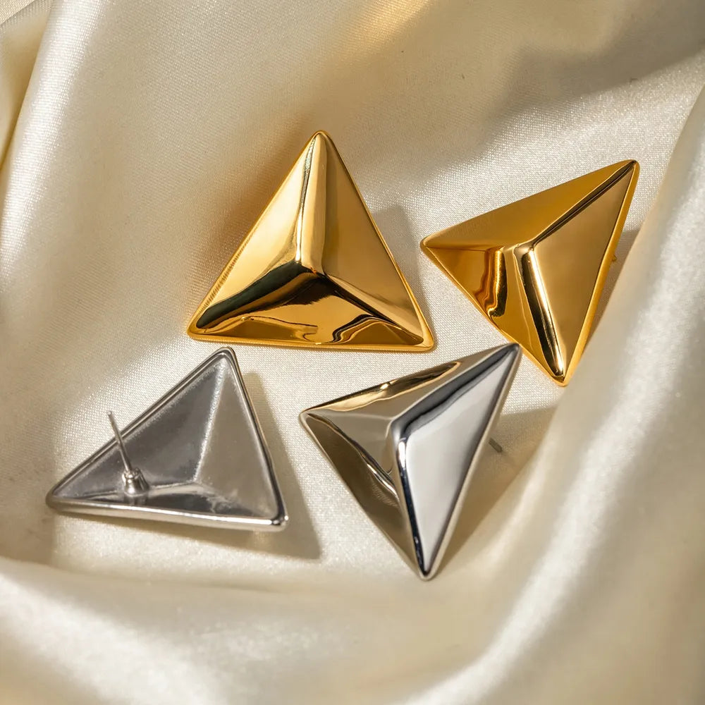 Stainless Steel 3D Triangle Earrings - V.I.P Digital Presence