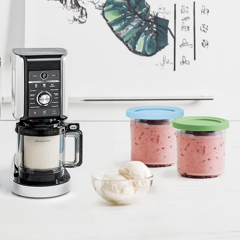 4-Pack Replacement Containers & Lids for Nin-ja Creami Deluxe Pints, 16oz, Compatible with NC299AMZ & NC300s, Original Grey - V.I.P Digital Presence