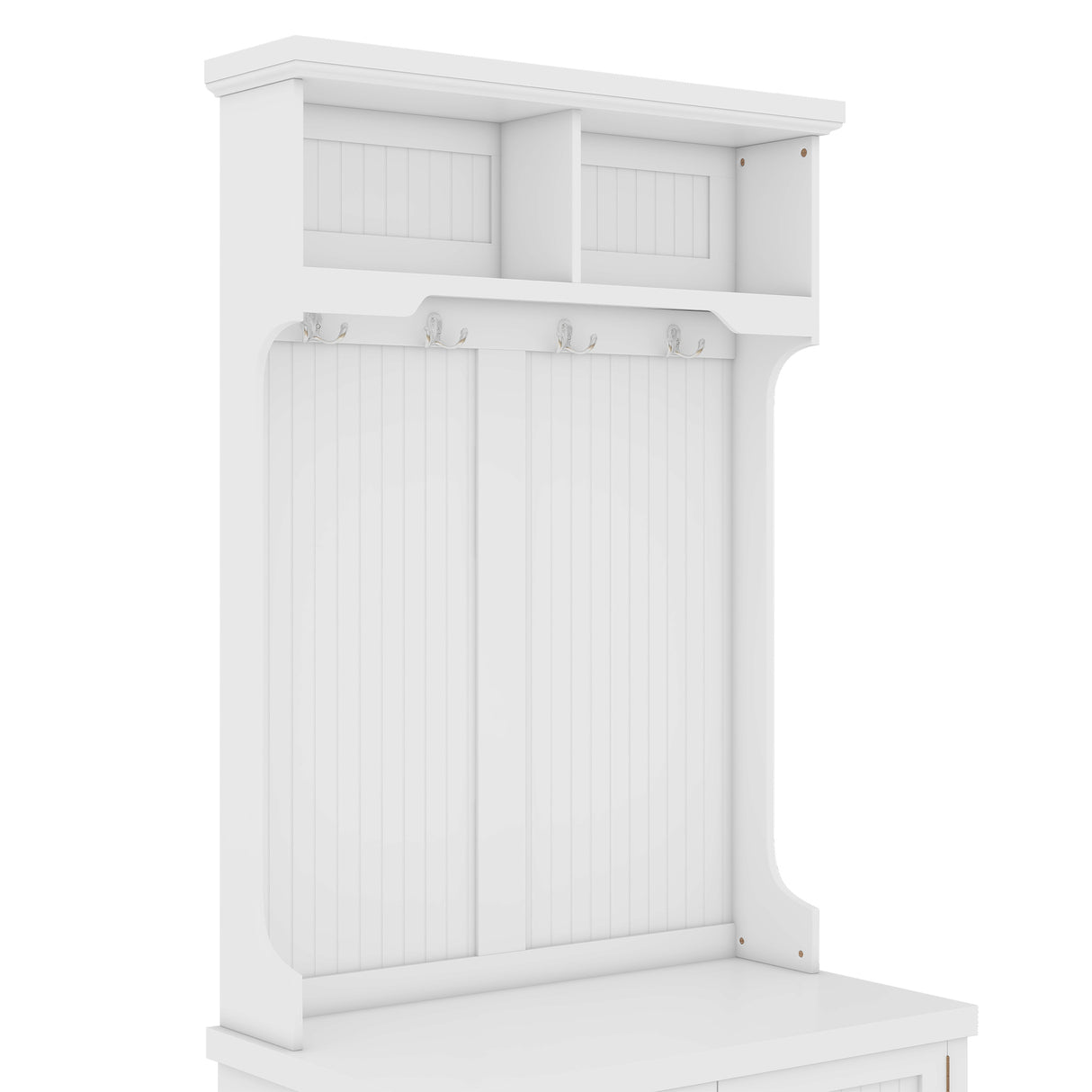 Hall Tree with Storage Shoe Bench for Entryway and Hallway, 4-in-1 Design Coat Racks with 4 Hooks for Living Room, White - V.I.P Digital Presence