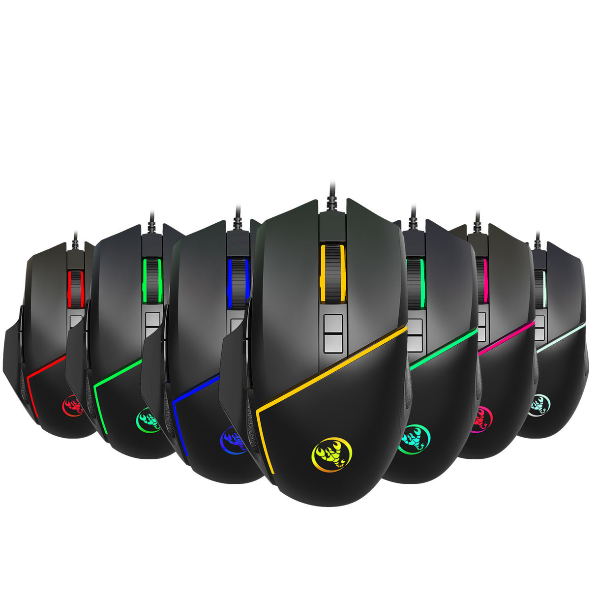 A876 wired mouse with colorful synchronized lighting, 6400dpi adjustable lighting, can turn off gaming mouse - V.I.P Digital Presence
