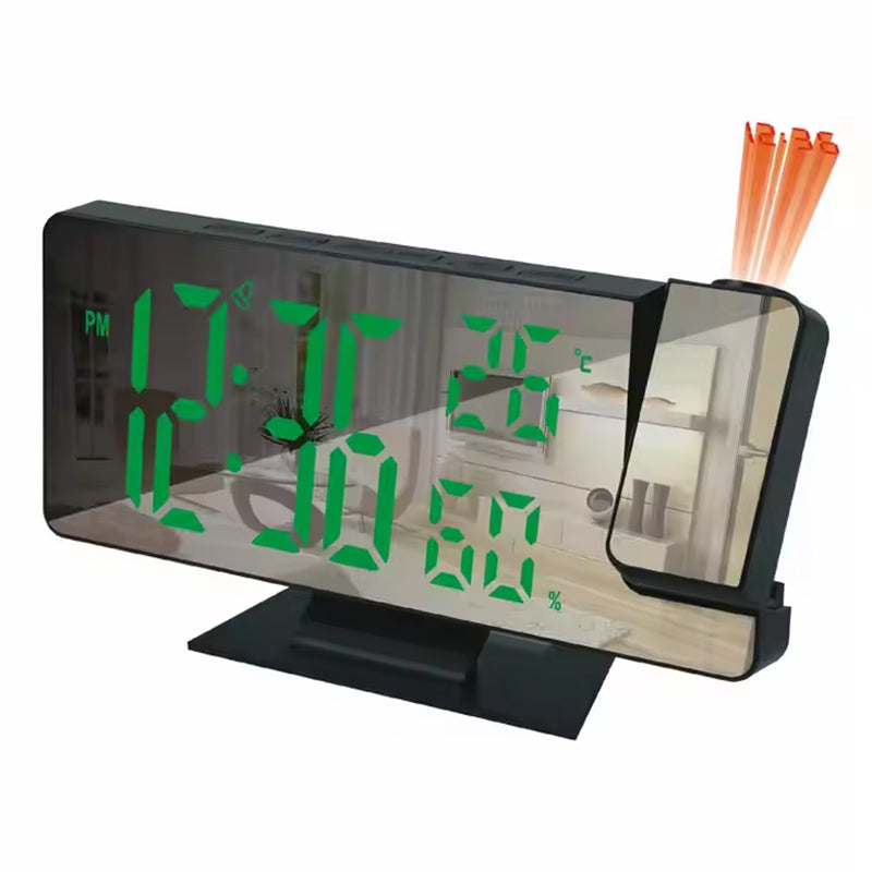 Home LED Projection Alarm Clock - Time, Temp Display, Backlight, Snooze - V.I.P Digital Presence