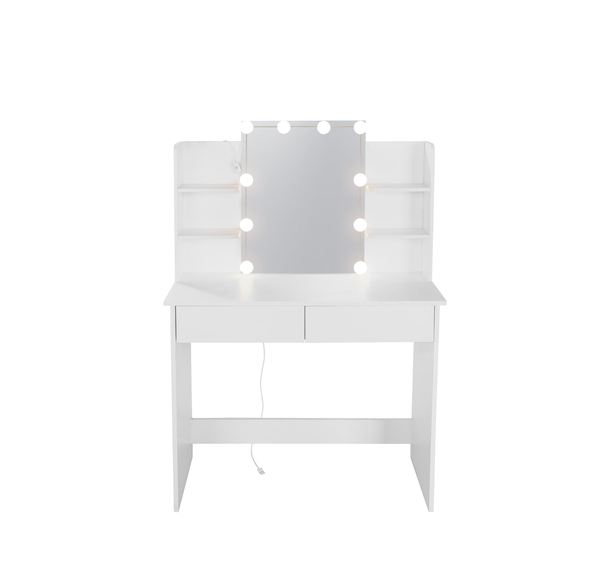 Makeup Vanity Desk With LED Lighted Mirror ,Dressing Table Set With 2 Large Drawers 10 LED Light ,White Color - V.I.P Digital Presence