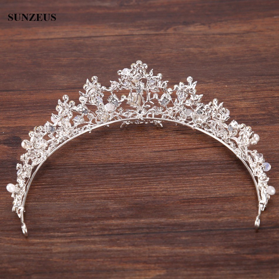 Silver Crystal Bridal Tiara With Pearls Headband Wedding Crown For Brides Marriage Accessories - V.I.P Digital Presence