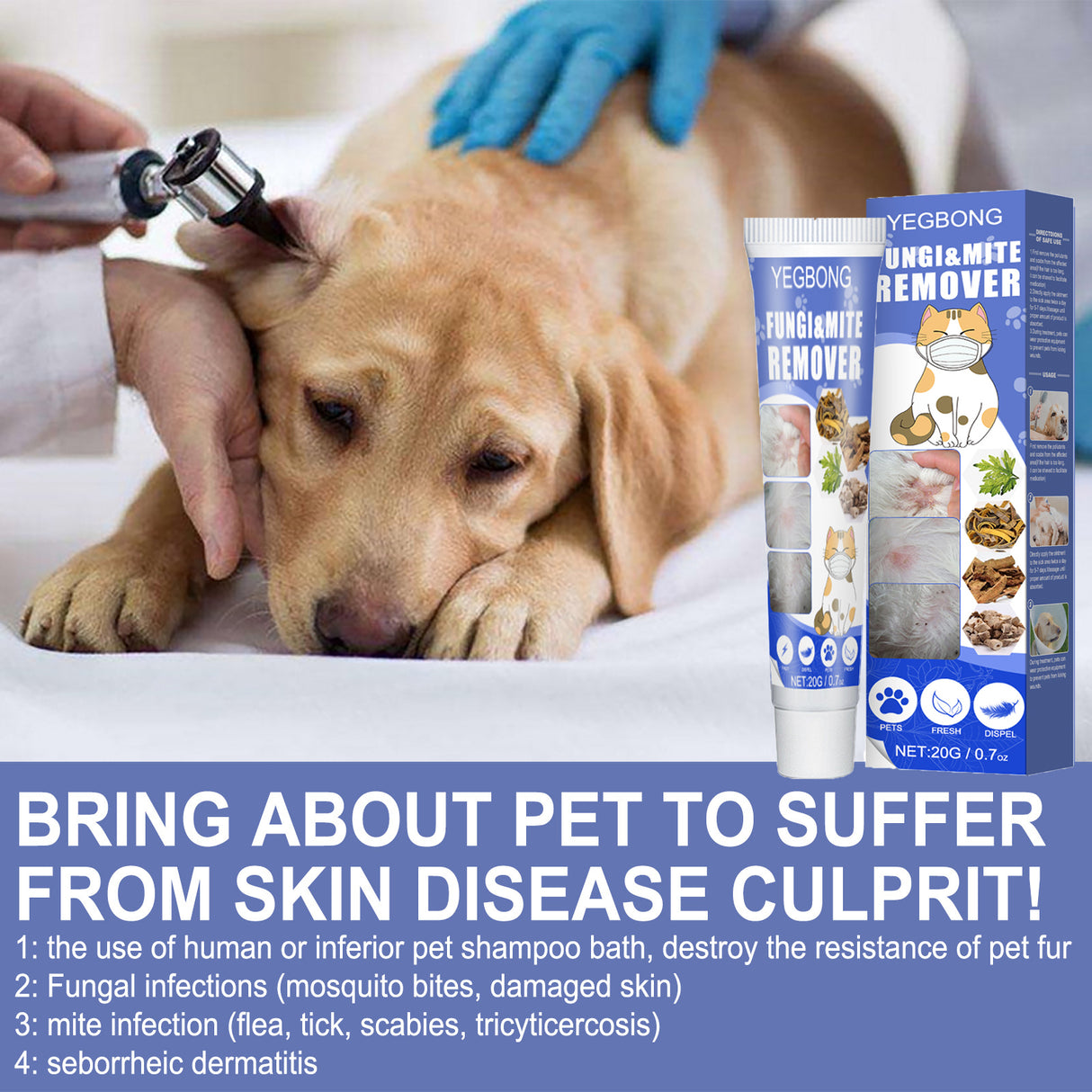 Pet Mite Relief Cream For Pet Dogs And Cats Skin Itching And Mite Removal Topical Care Cream - V.I.P Digital Presence