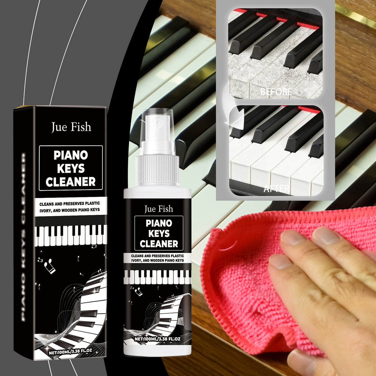 Piano Key Cleaner Cleans Key Stains Gently And Protects Multi-Function Keyboard Cleaner Spray - V.I.P Digital Presence