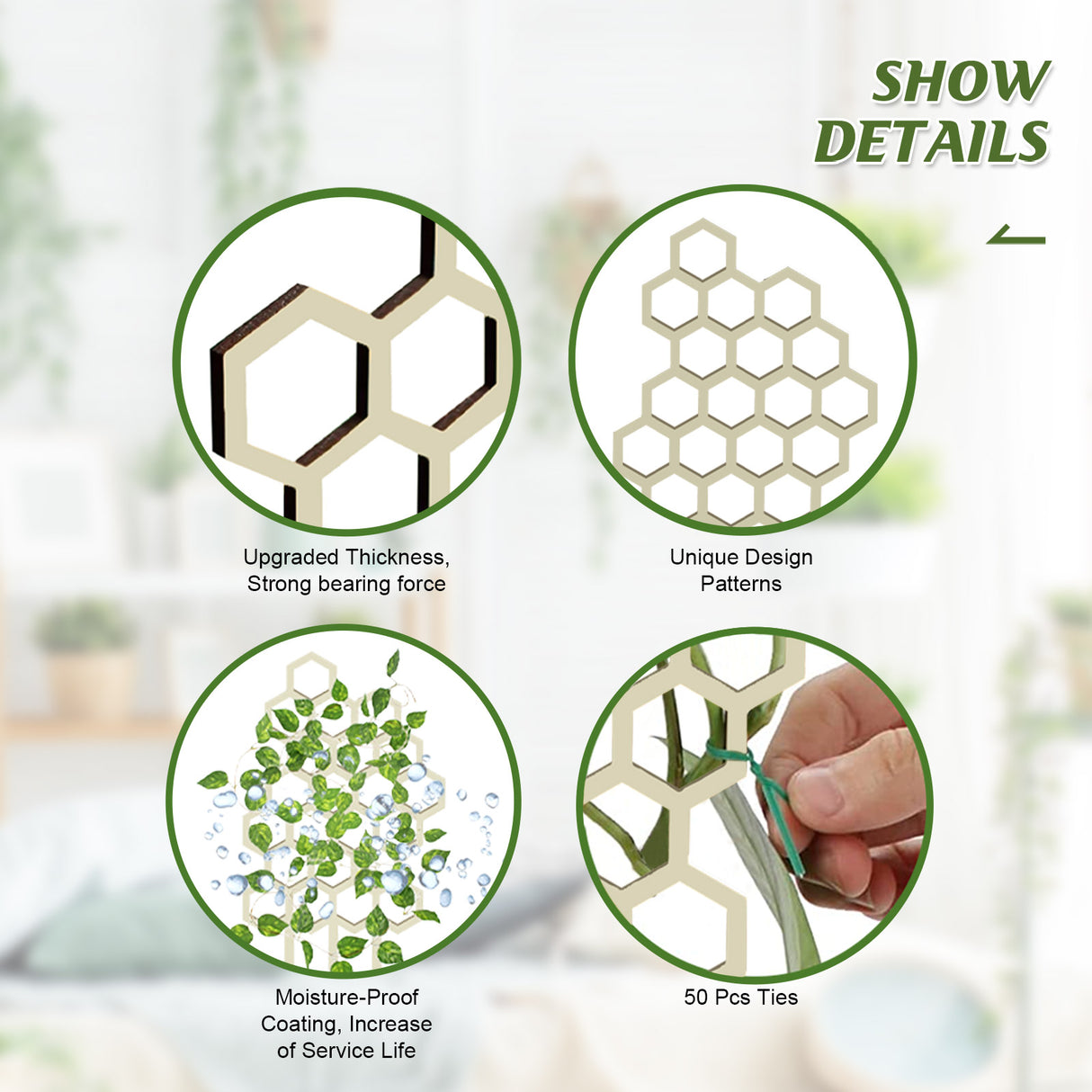 Garden Plant Trellis, Home Wooden Geometric Molding Decorative Support Flower Arrangements Climbing Pergola - V.I.P Digital Presence