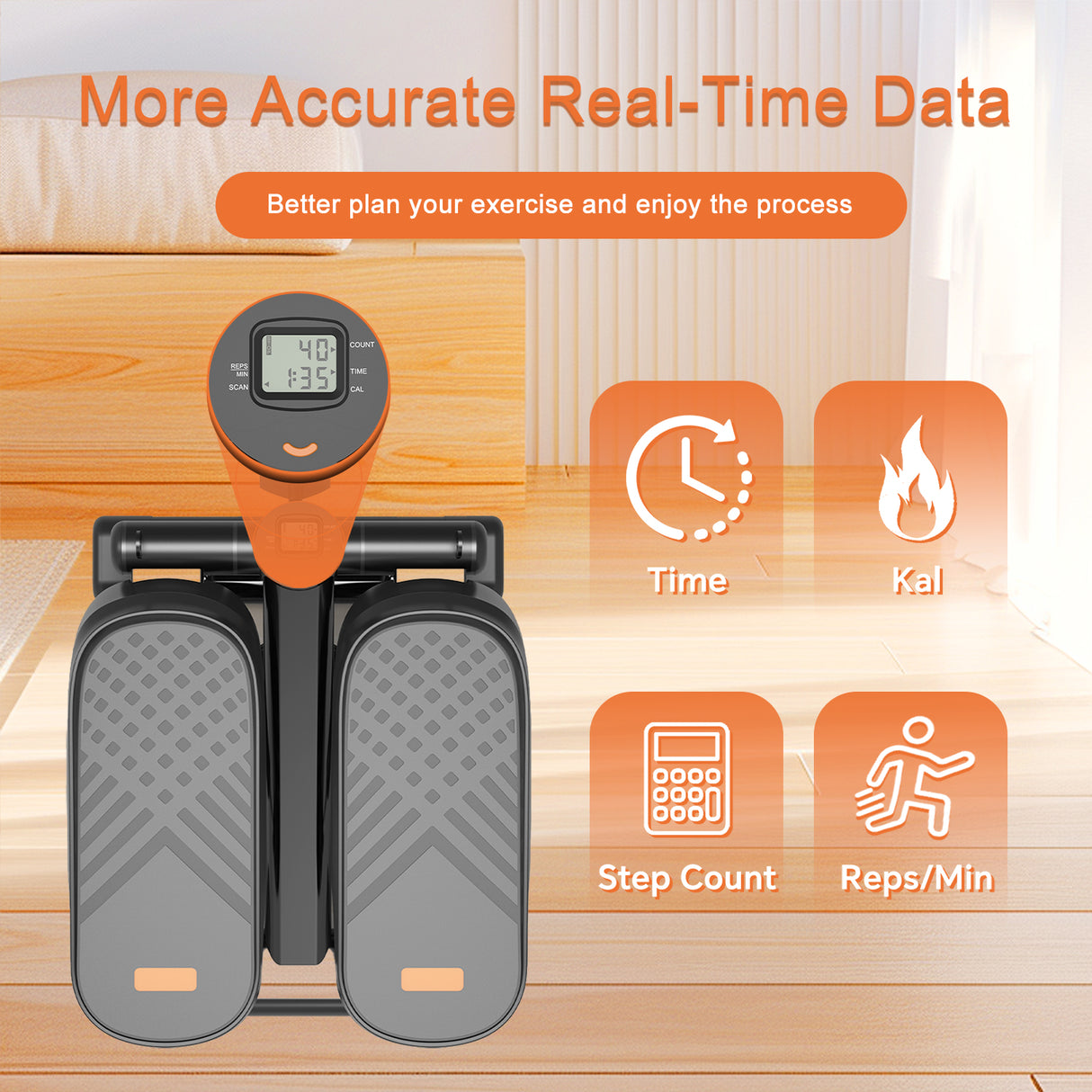 Home Office Exercise 330LBS Capacity Mini Stepper with Resistance Bands and LCD Monitor - V.I.P Digital Presence