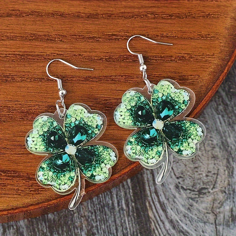 Lucky Clover Acrylic Dangle Earrings - V.I.P Digital Presence