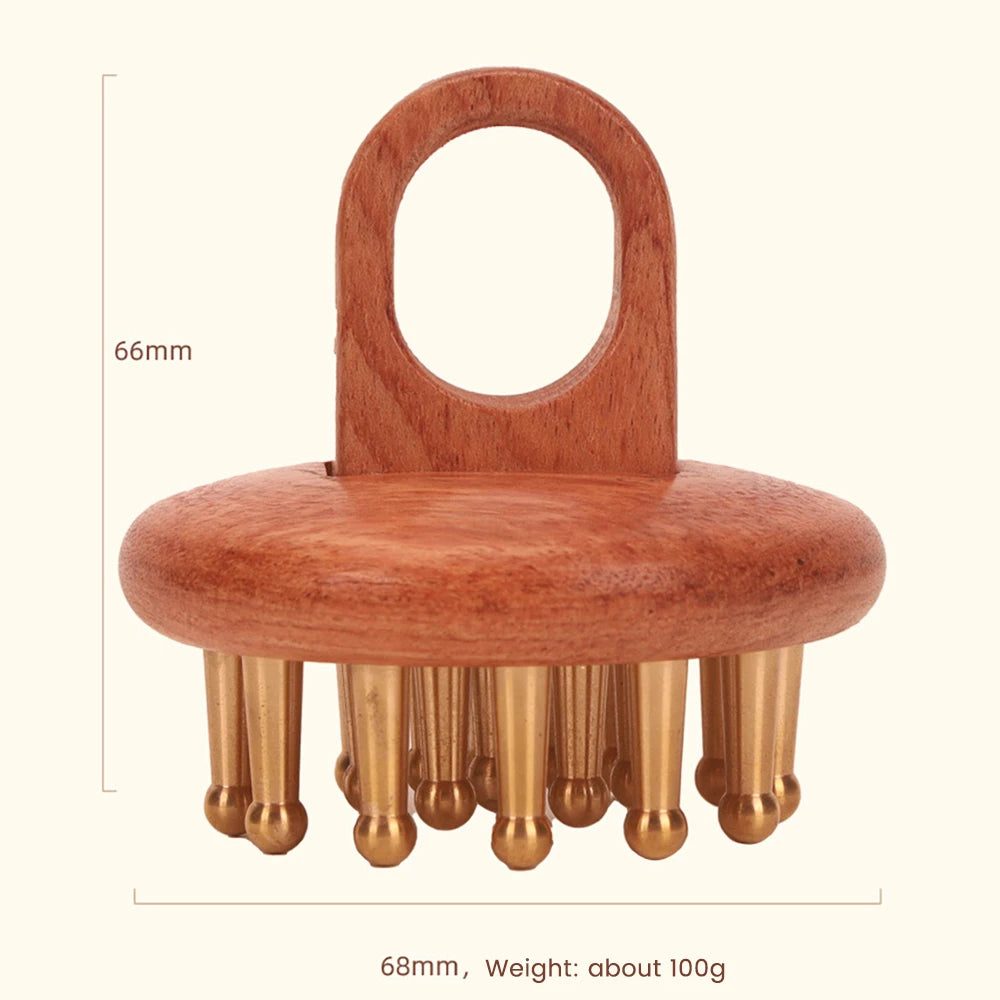 Copper Wood Head Meridian Massage Comb Gua Sha Massage Tool Body Wood Therapy Scalp Massage - V.I.P Digital Presence