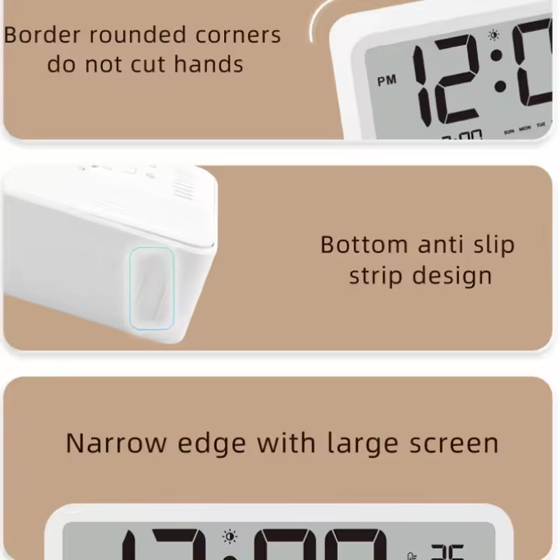 Multifunctional Digital Clock: Adjustable LED Brightness, Temp & Humidity Display, Dual - Mode Alarm, for Bedside or Desk - V.I.P Digital Presence