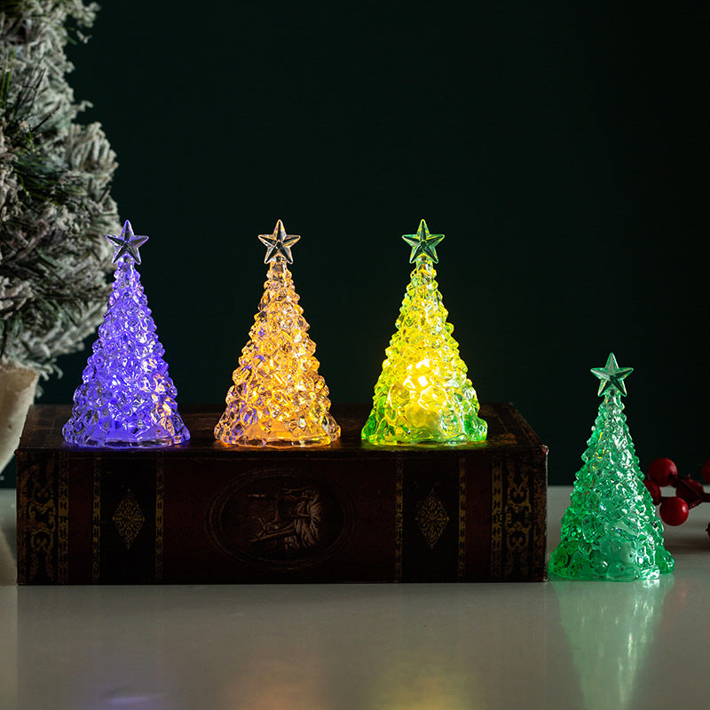 Christmas decoration mini luminous Christmas tree transparent crystal night light cross-border desktop decoration props small gifts - V.I.P Digital Presence