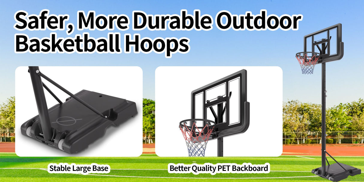 Basketball Hoop Basketball System 4.76-10ft Height Adjustable with 4 Basketball, Net Pocket, Inflator Set - V.I.P Digital Presence