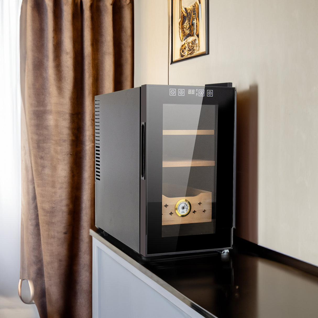 25L Electric Humidor, 150 Counts Capacity Cigar Humidor Humidifiers with Constant Temperature Controller, Cigar Humidor Box with