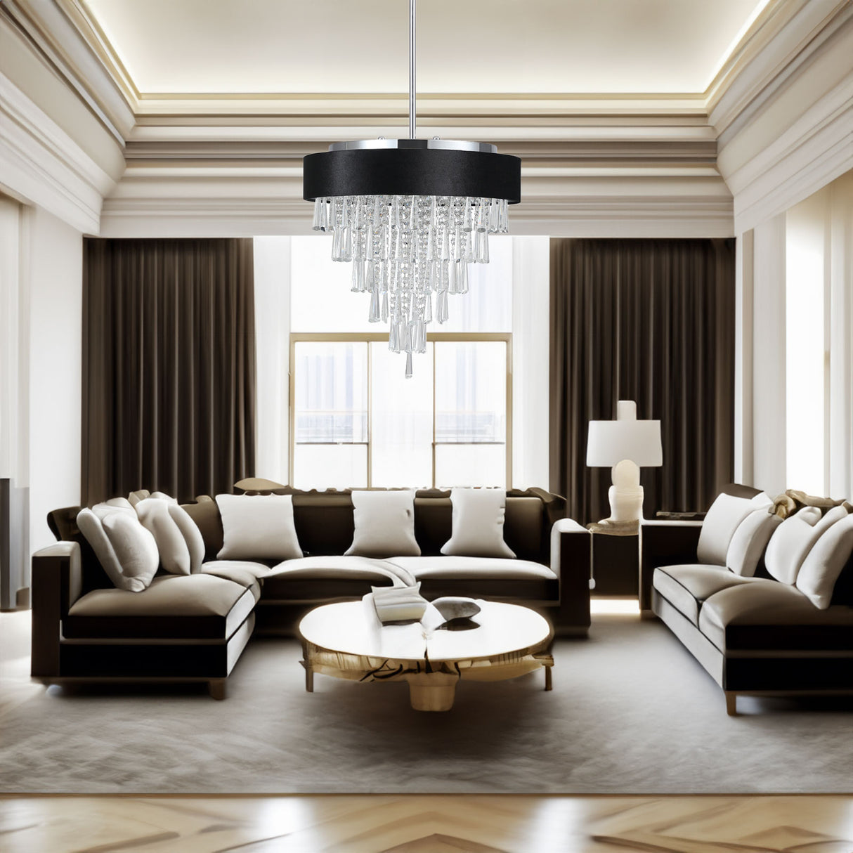 Modern Crystal Chandelier for Living-Room Round Cristal Lamp Luxury Home Decor Light Fixture