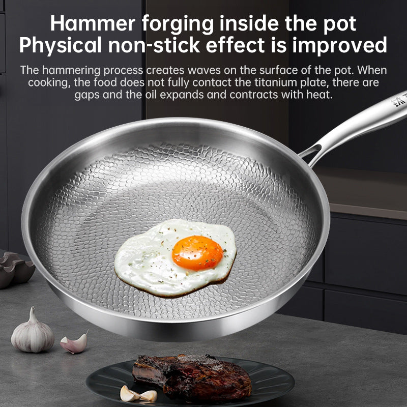 German uncoated pure titanium frying pan with fish - scale hammer pattern. Non - stick, ideal for household steak frying, a piec - V.I.P Digital Presence