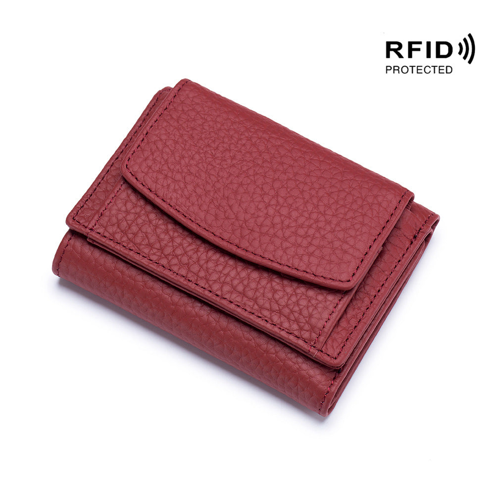 Small wallet women's genuine leather Japanese style fabric RFID coin bag wallet mini wallet short - V.I.P Digital Presence