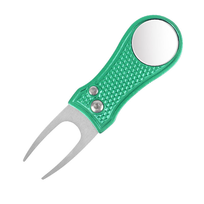 Golf Green Fork Aluminum Handle Folding Spring Repair Tool Gift New