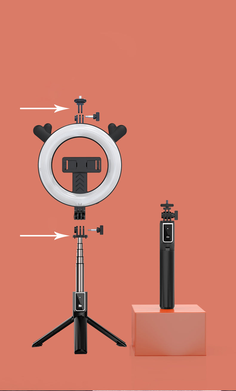 New P40D Portable Selfie Stick With 6 Inches Round Net Celebrity Beauty Fill Light Mobile Phone Live Support