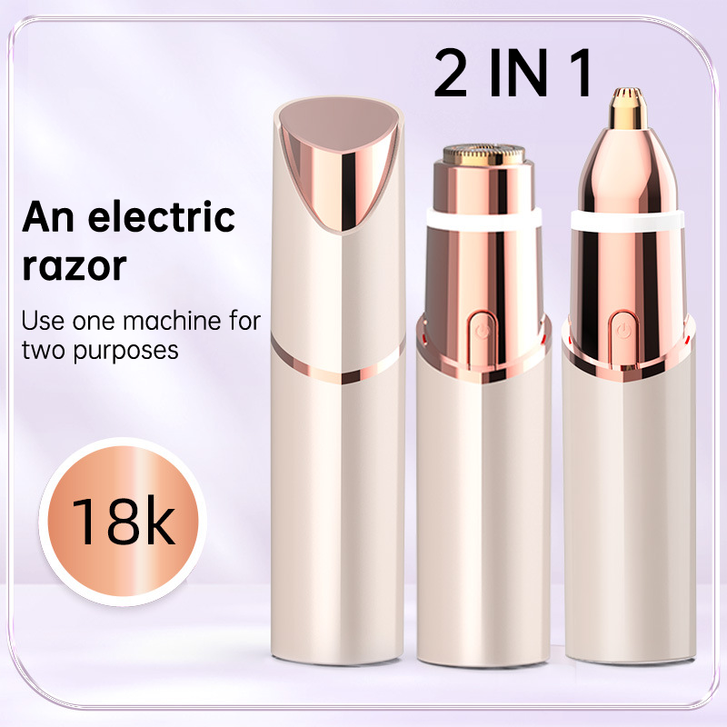 Rechargeable Eyebrow and Facial Hair Remover for Women 2 in 1 Razor with Built-in LED Light for Painless Hair Removal - V.I.P Digital Presence