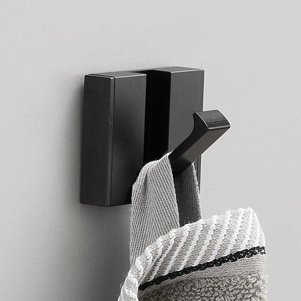 Folding Towel Hanger 2ways Installation Wall Hooks Coat Clothes Holder for Bathroom Kitchen Bedroom Hallway, Black Gold - V.I.P Digital Presence