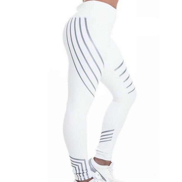 Tight Women Sexy Skinny Stripe Leggings Fitness Black White Pencil Pants Gym Running Workout sports Compression Trousers - V.I.P Digital Presence