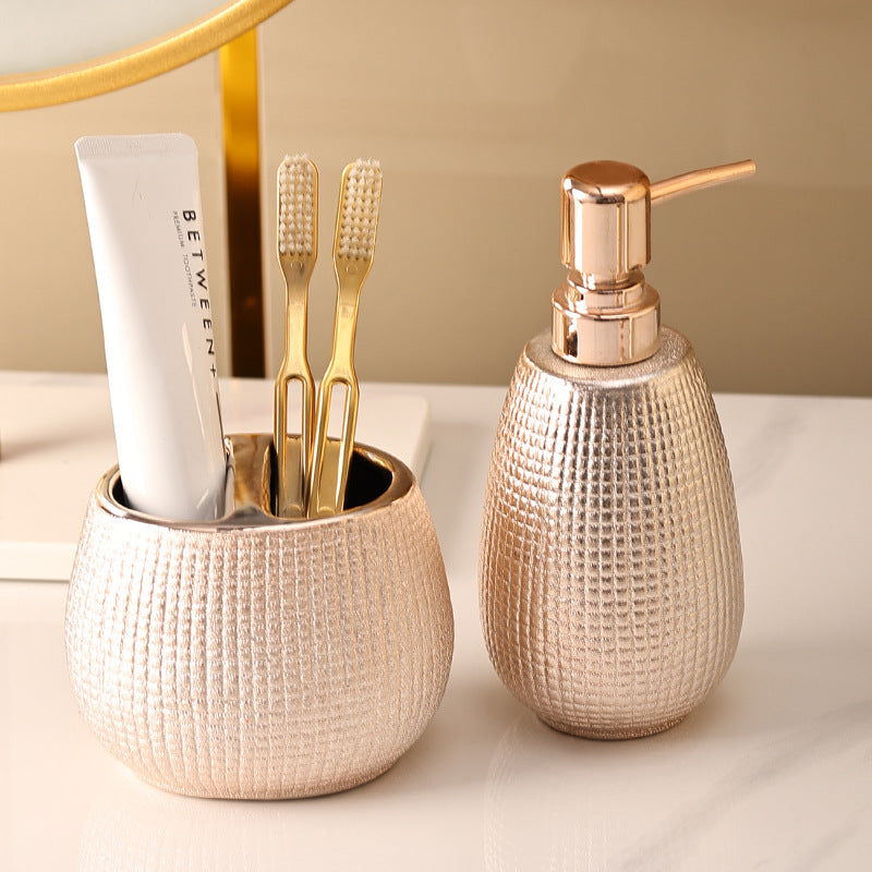 Rose Gold Ceramic Tooth Brushing And Washing Set 4 Pieces - V.I.P Digital Presence