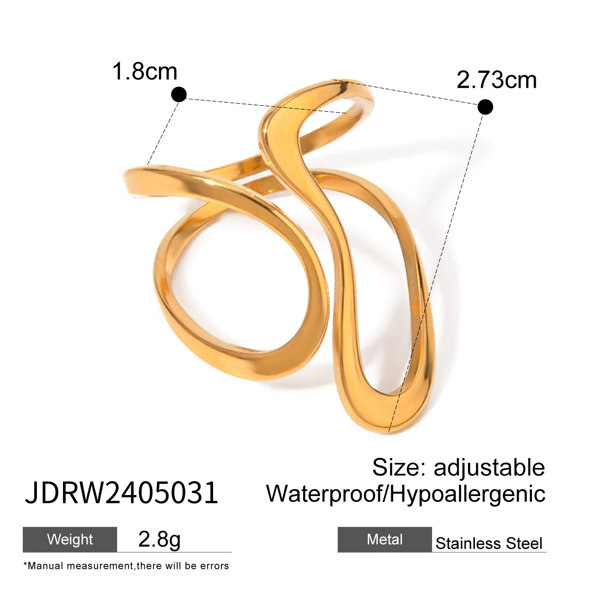 18k gold stainless steel smooth line irregular opening ring design sense titanium steel ring - V.I.P Digital Presence