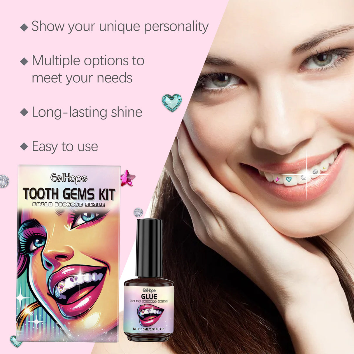 Diy Fashion Teeth Set Dental Beauty Decorative Diamond Combination Diy Shine Smile Style - V.I.P Digital Presence