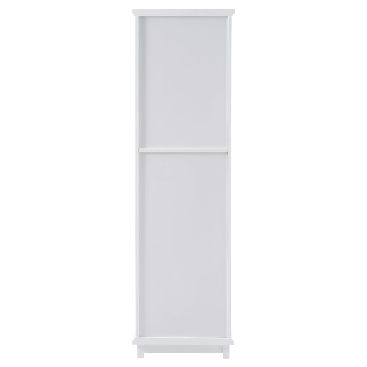 High bathroom storage cabinet with glass door, freestanding, two drawers and adjustable shelves, MDF board, painted white - V.I.P Digital Presence