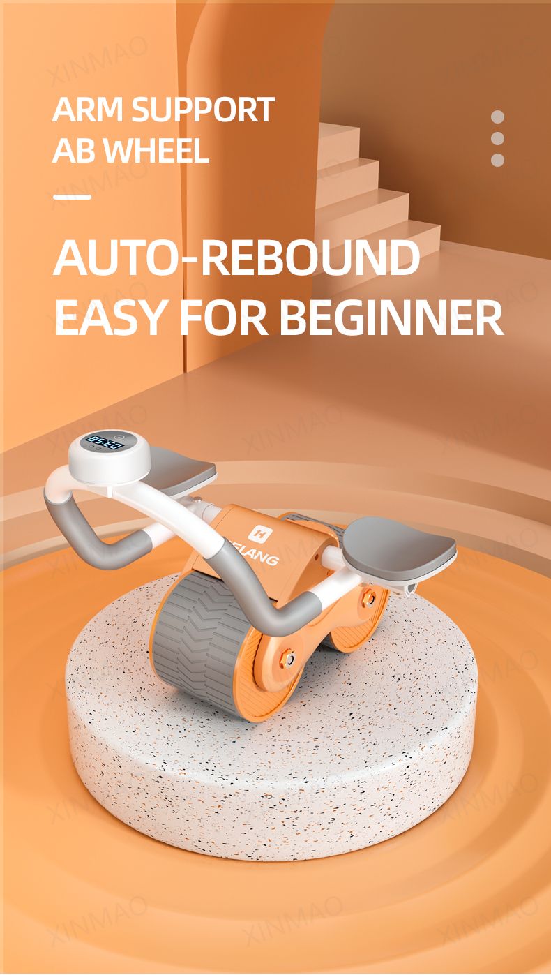 New Design Indoor Home Exercise Flat Elbow Supporter 2 Wheel Ab Trainer Automatic Rebound Abdominal Wheel Roller - V.I.P Digital Presence