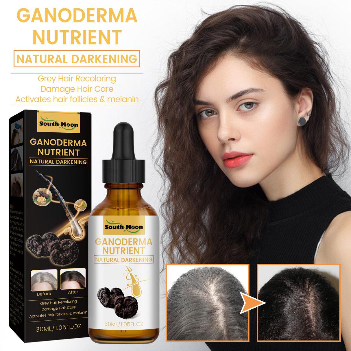 Black Ganoderma Lucidum White Black Black Hair Nourishing Hair Nourishing Hair Moisturizing Hair Repair Massage Essence - V.I.P Digital Presence